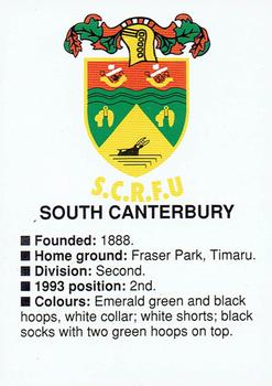 1994 The Evening Post Rugby Ladder Cards #NNO South Canterbury Front